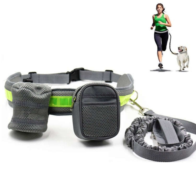 Dog Running Reflective Adjustable Belt Traction Rope with Small Bag, Specification:4-Piece Set(Gray)