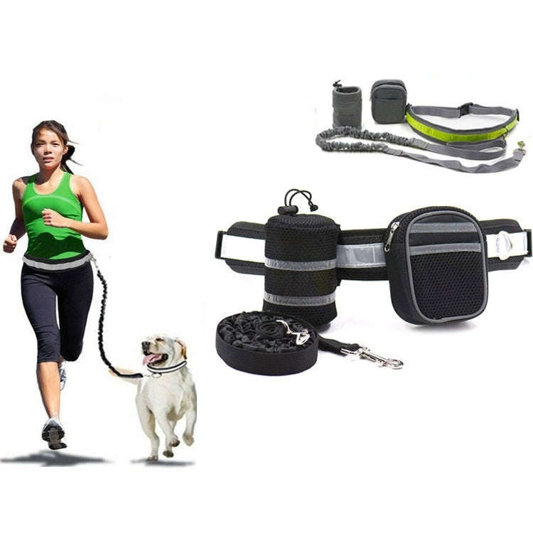 Dog Running Reflective Adjustable Belt Traction Rope with Small Bag, Specification:4-Piece Set(Gray)