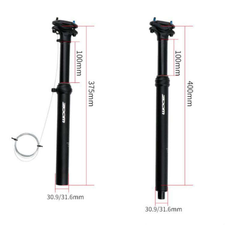 ZOOM Bicycle Wire-Controlled Hydraulic Lift Seat Tube Mountain Bike Seatpost, Size:31.6mm, Specif...