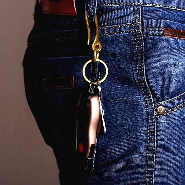 Retro Solid Brass Key Chain Key Ring Belt U Hook Wallet Chain Fish Hook, Length:6cm without Coppe...