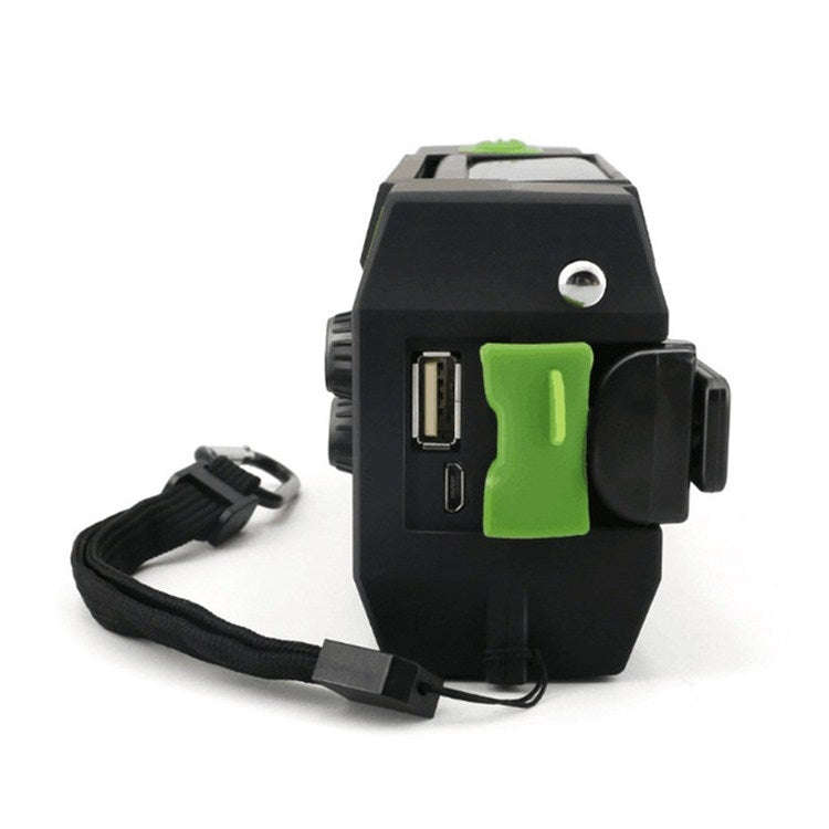 Multifunctional Hand Crank Solar Power LED Flashlight Full Band FM Radio Desk Lamp Alarm, Style:U...