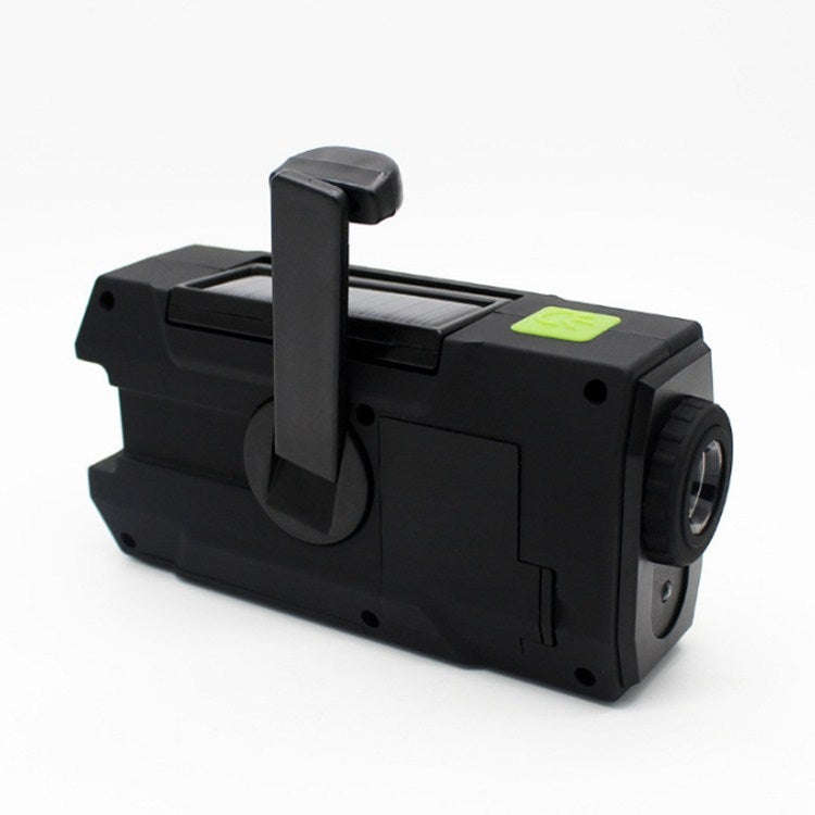Multifunctional Hand Crank Solar Power LED Flashlight Full Band FM Radio Desk Lamp Alarm, Style:U...