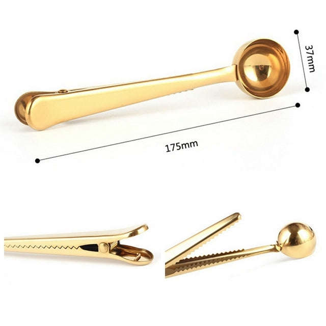 Multifunction Kitchen Coffee Scoop With Clip Stainless Steel Tea Coffee Measuring Cup Coffee Scoop