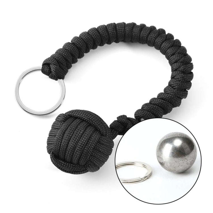 Outdoor Security Protection Black Monkey Fist Steel Ball Bearing Self Defense Lanyard Survival Ke...