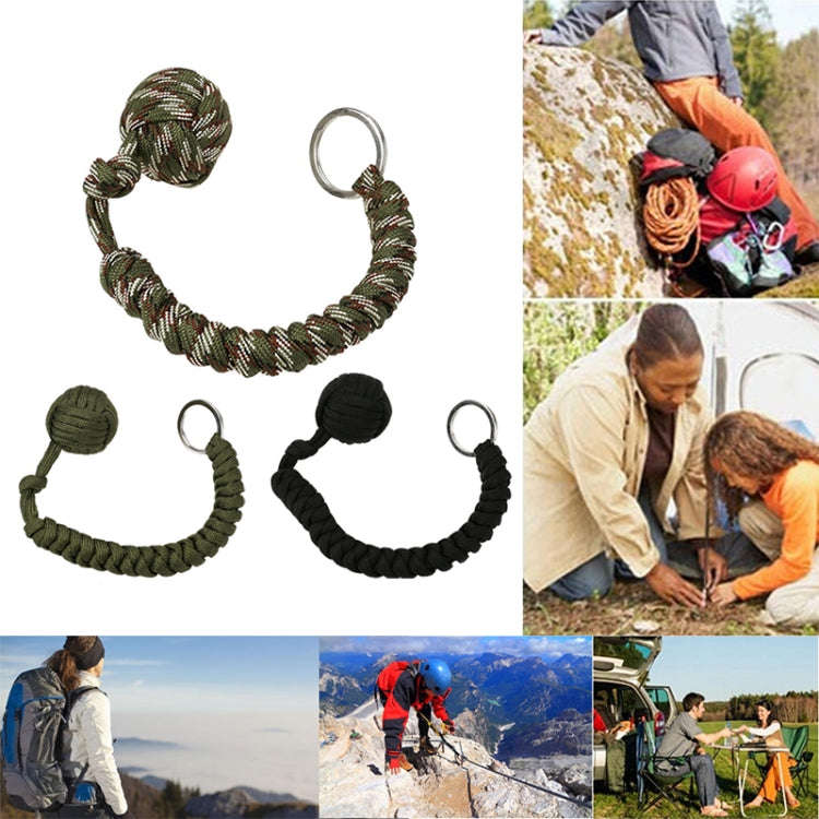 Outdoor Security Protection Black Monkey Fist Steel Ball Bearing Self Defense Lanyard Survival Ke...