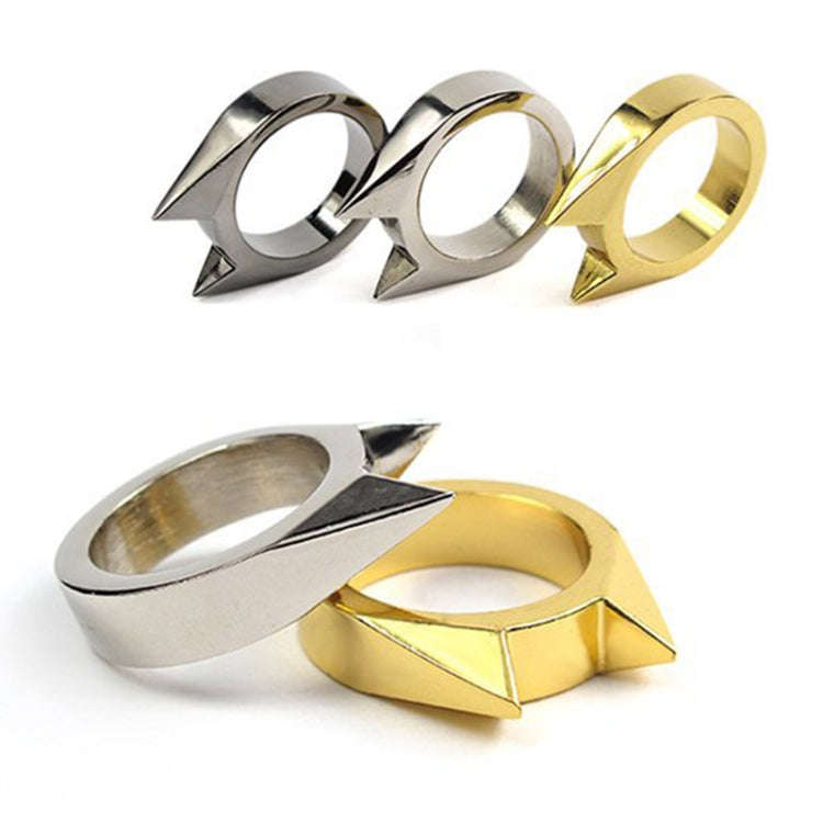 Women Men Safety Survival Ring Tool Self Defence Stainless Steel Finger Defense Ring(Silver)