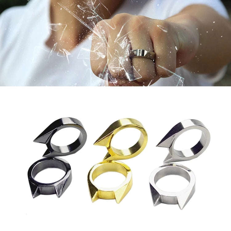 Women Men Safety Survival Ring Tool Self Defence Stainless Steel Finger Defense Ring(Silver)