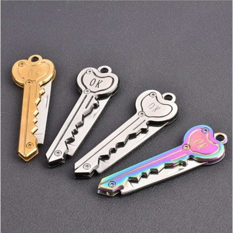 Mini Key Knife Camp Outdoor Keyring Ring Keychain Fold Self Defense Security Multi Tool(Gold)