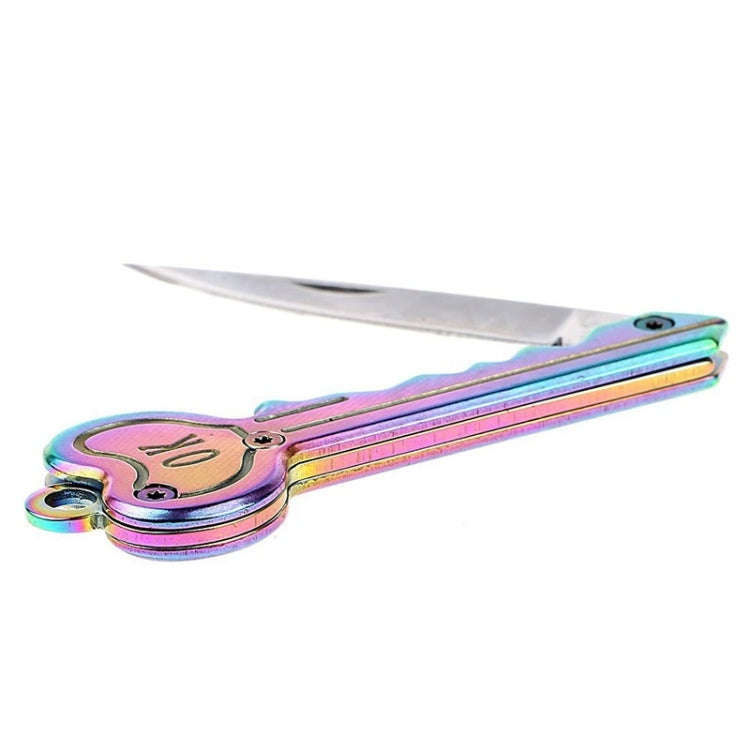Mini Key Knife Camp Outdoor Keyring Ring Keychain Fold Self Defense Security Multi Tool(Gold)