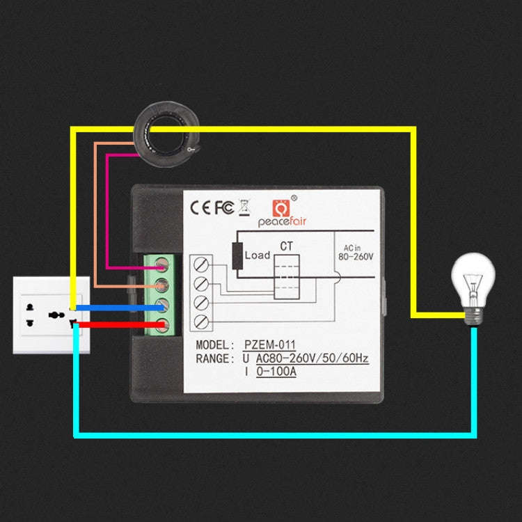 peacefair PZEM-011 AC Digital Display Multi-function Voltage and Current Meter Electrician Instru...