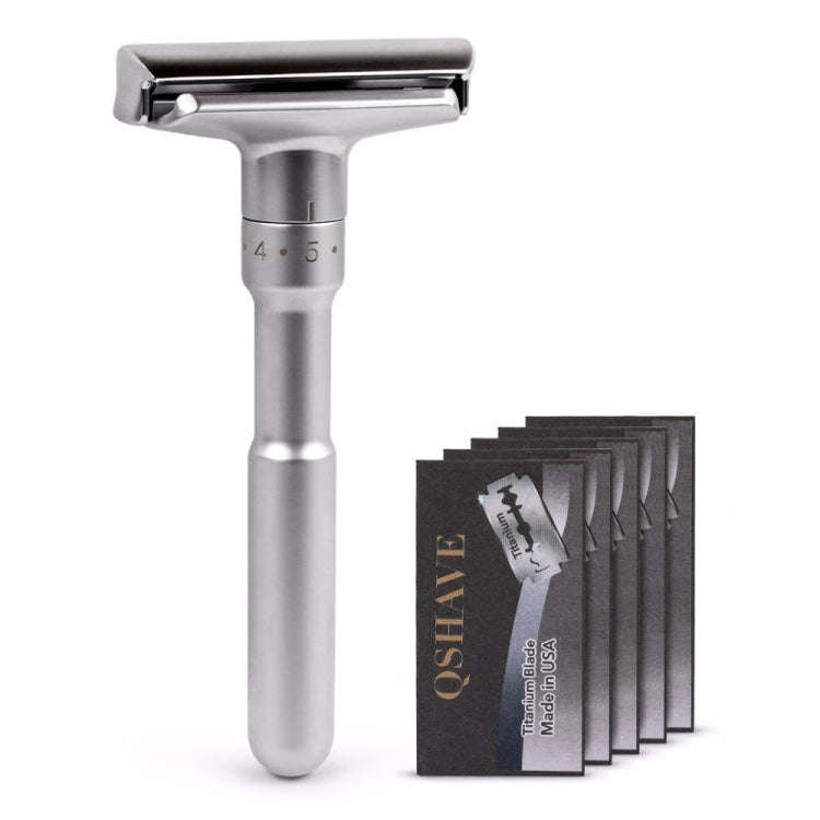 Adjustable Safety Razor Double Edge Classic Mens Shaving Hair Removal Shaver with 5 Blades(Silver...