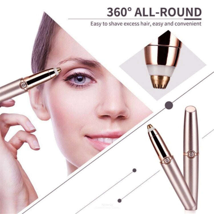 Push Button Electric Eyebrow Trimmer Automatic Hair Removal Device(Rose Gold)