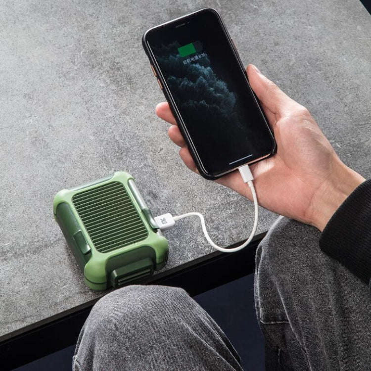 Wall-mounted Fan Outdoor USB Charging Waist-mounted Portable Fan(Dark Green+Light Green)