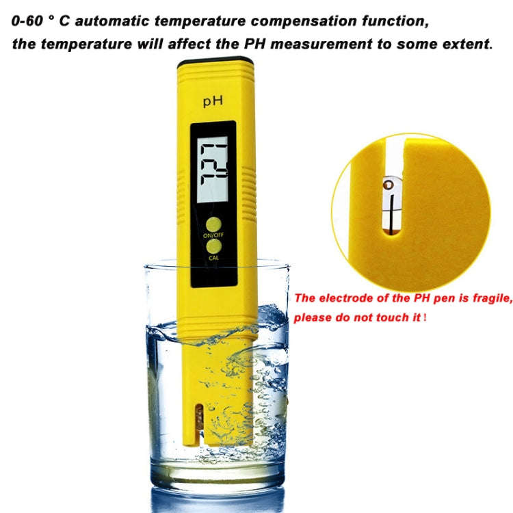 Portable High-precision PH Test Pen PH Acidity Meter PH Water Quality Detection Instrument(Yellow)