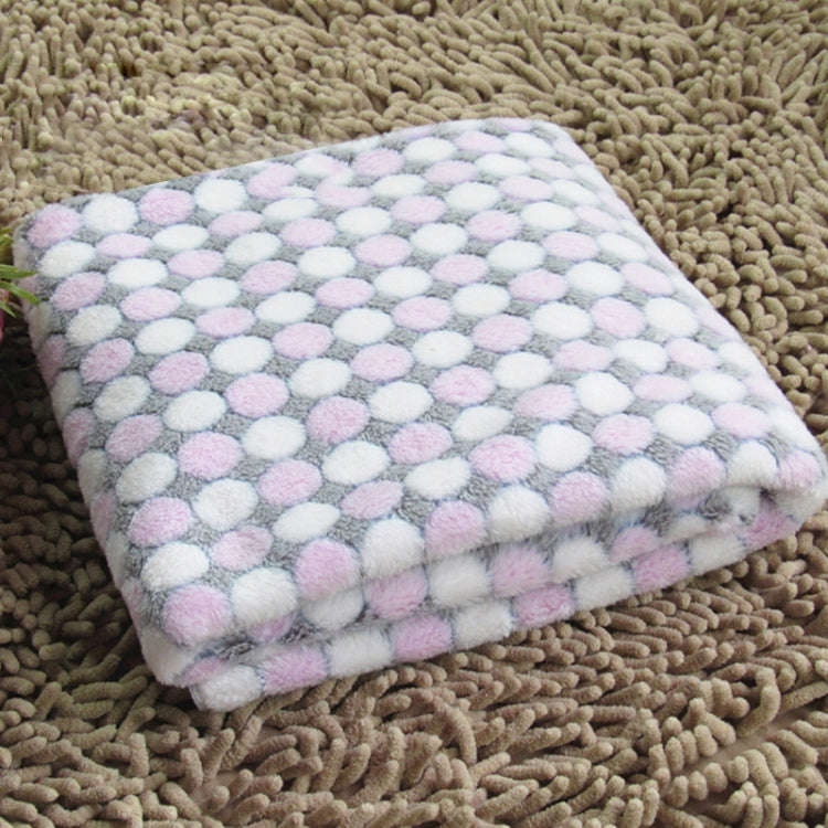Soft Flannel Pet Blanket Dots Printed Breathable Bed Mat Warm Pet Sleeping Cushion Cover for Pet ...