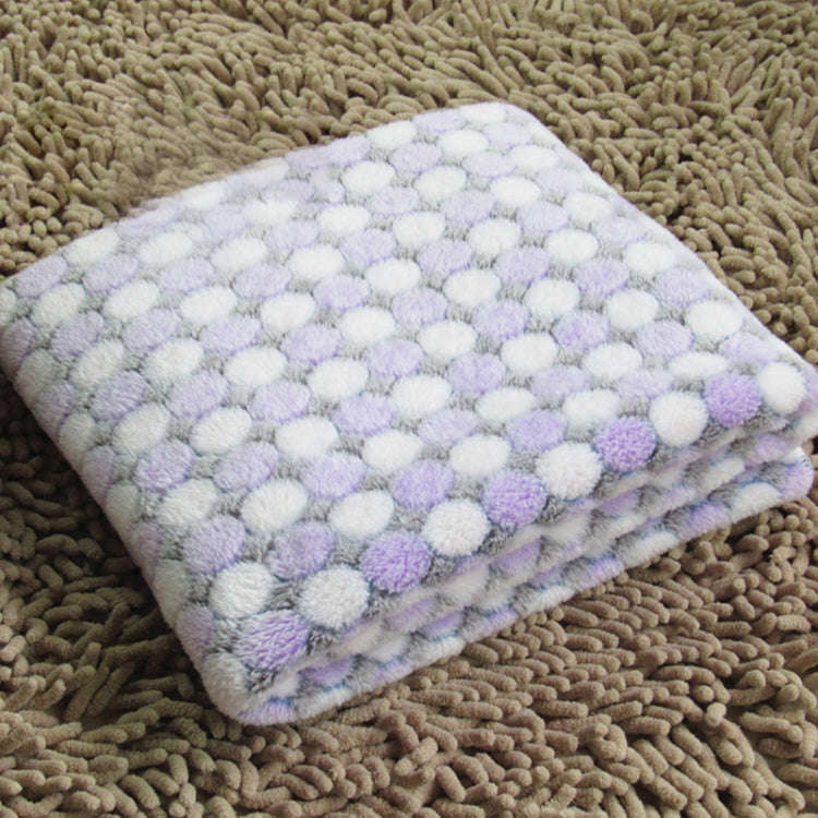 Soft Flannel Pet Blanket Dots Printed Breathable Bed Mat Warm Pet Sleeping Cushion Cover for Pet ...