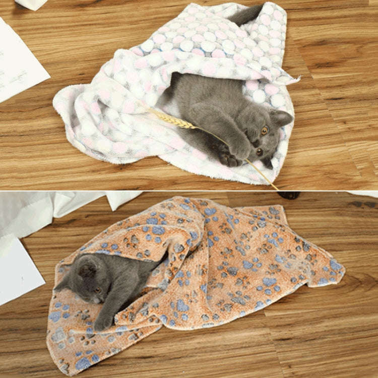 Soft Flannel Pet Blanket Dots Printed Breathable Bed Mat Warm Pet Sleeping Cushion Cover for Pet ...