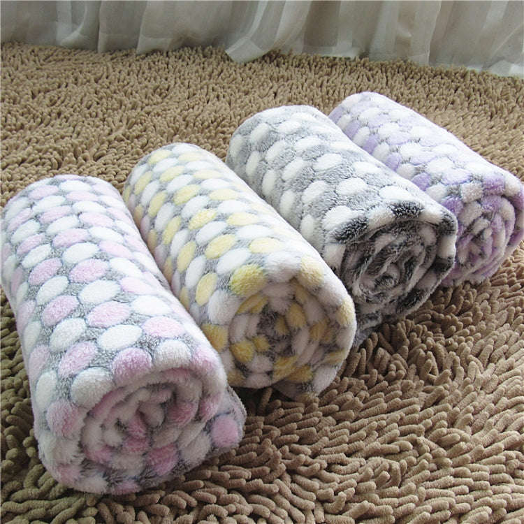 Soft Flannel Pet Blanket Dots Printed Breathable Bed Mat Warm Pet Sleeping Cushion Cover for Pet ...