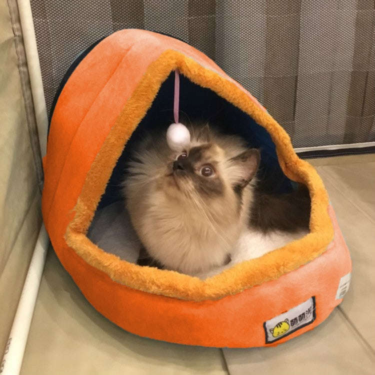 Pet Dog Cat  Warm Soft Bed Pet Cushion Dog Kennel Cat Castle Foldable Puppy House with Toy Ball, ...