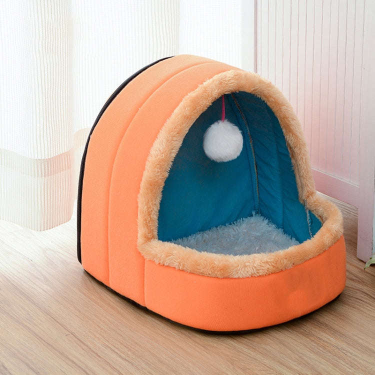 Pet Dog Cat  Warm Soft Bed Pet Cushion Dog Kennel Cat Castle Foldable Puppy House with Toy Ball, ...