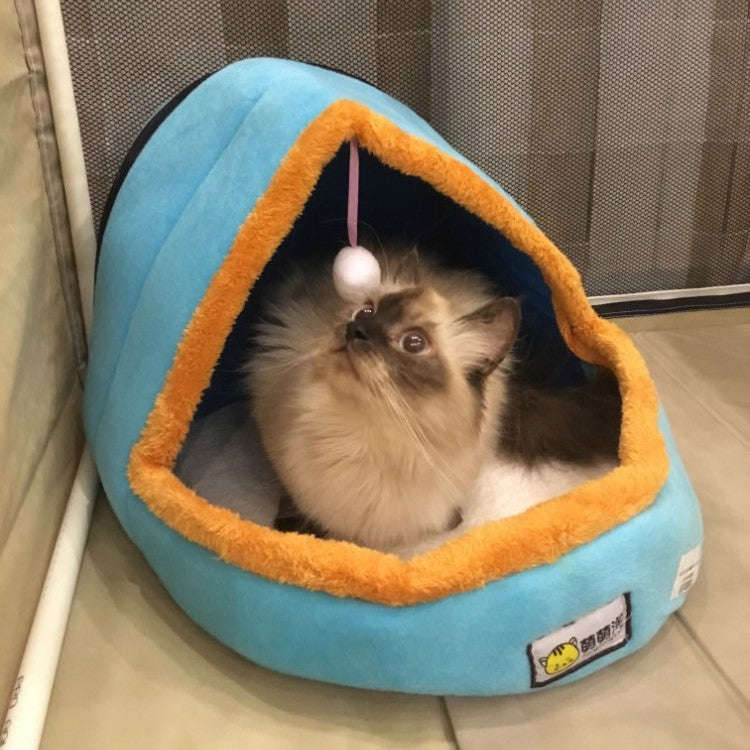Pet Dog Cat  Warm Soft Bed Pet Cushion Dog Kennel Cat Castle Foldable Puppy House with Toy Ball, ...