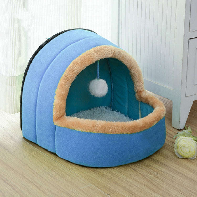 Pet Dog Cat  Warm Soft Bed Pet Cushion Dog Kennel Cat Castle Foldable Puppy House with Toy Ball, ...