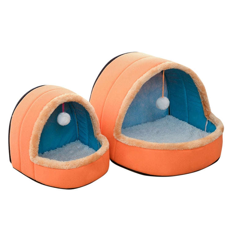 Pet Dog Cat  Warm Soft Bed Pet Cushion Dog Kennel Cat Castle Foldable Puppy House with Toy Ball, ...