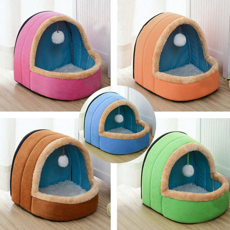 Pet Dog Cat  Warm Soft Bed Pet Cushion Dog Kennel Cat Castle Foldable Puppy House with Toy Ball, ...