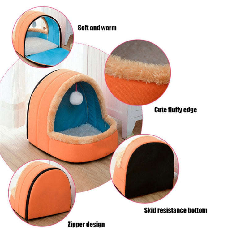 Pet Dog Cat  Warm Soft Bed Pet Cushion Dog Kennel Cat Castle Foldable Puppy House with Toy Ball, ...