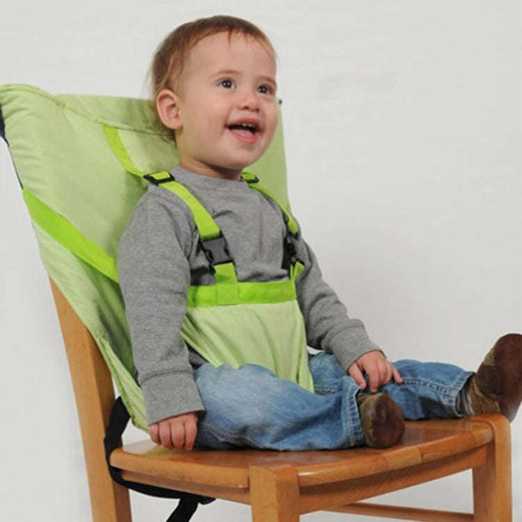 Baby Portable Seat Kids Chair Travel Foldable Washable Infant Dining Seat Cover Safety Belt(Blue)