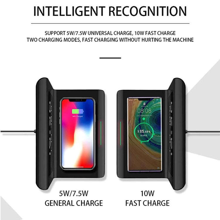 RT1 10W QI Universal Multi-function Mobile Phone Wireless Charger with Alarm Clock & Time / Calen...