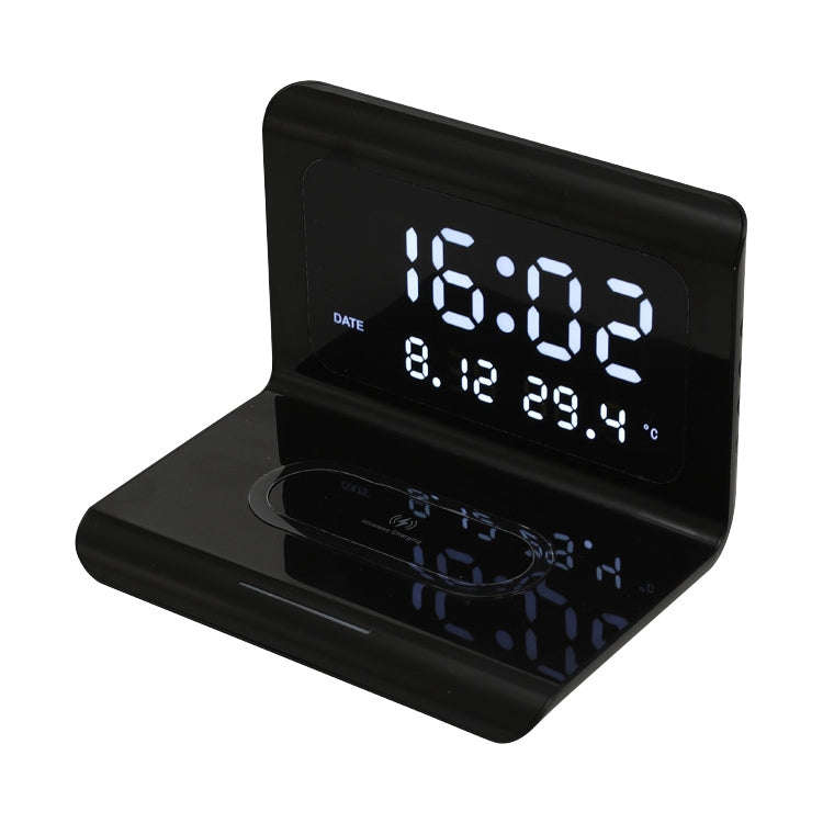 RT1 10W QI Universal Multi-function Mobile Phone Wireless Charger with Alarm Clock & Time / Calen...