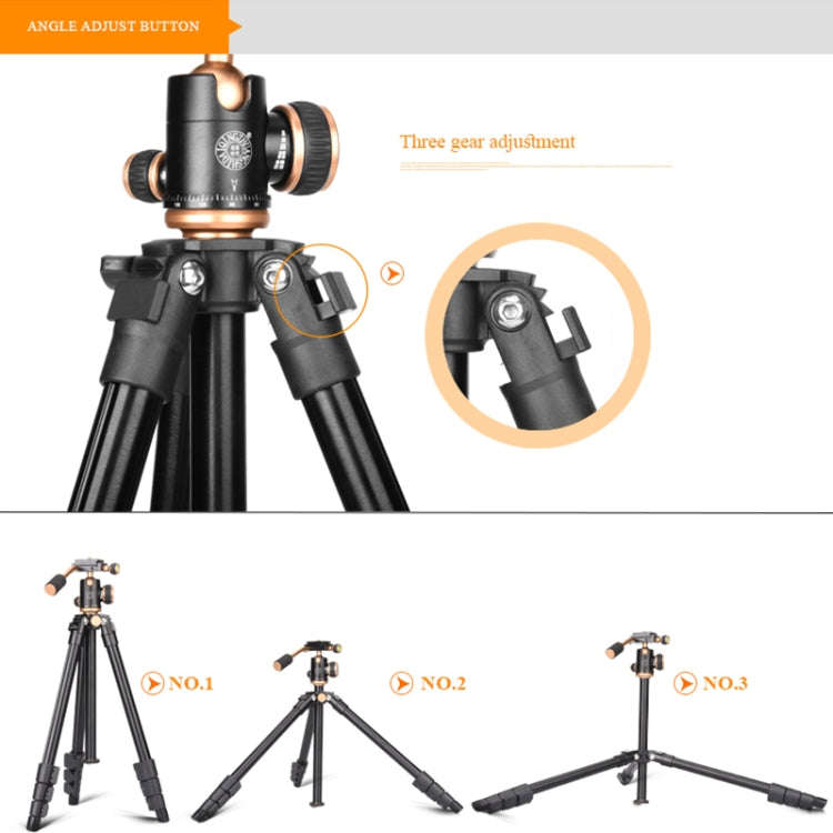 Q160s 4-Section Folding Legs Live Broadcast Aluminum Alloy Tripod Mount with Damping Tripod Ball-...