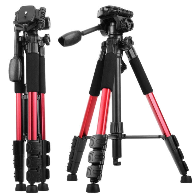 Q111 4-Section Folding Legs Live Broadcast Aluminum Alloy Tripod Mount with Three-dimensional Dam...