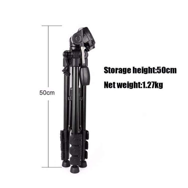 Q111 4-Section Folding Legs Live Broadcast Aluminum Alloy Tripod Mount with Three-dimensional Dam...