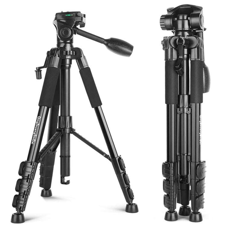 Q111 4-Section Folding Legs Live Broadcast Aluminum Alloy Tripod Mount with Three-dimensional Dam...