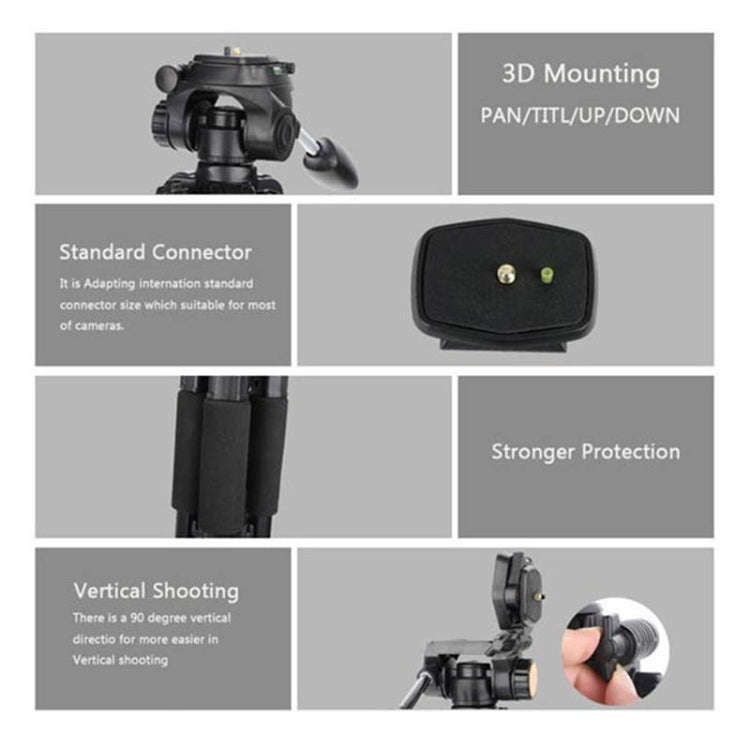 Q111 4-Section Folding Legs Live Broadcast Aluminum Alloy Tripod Mount with Three-dimensional Dam...