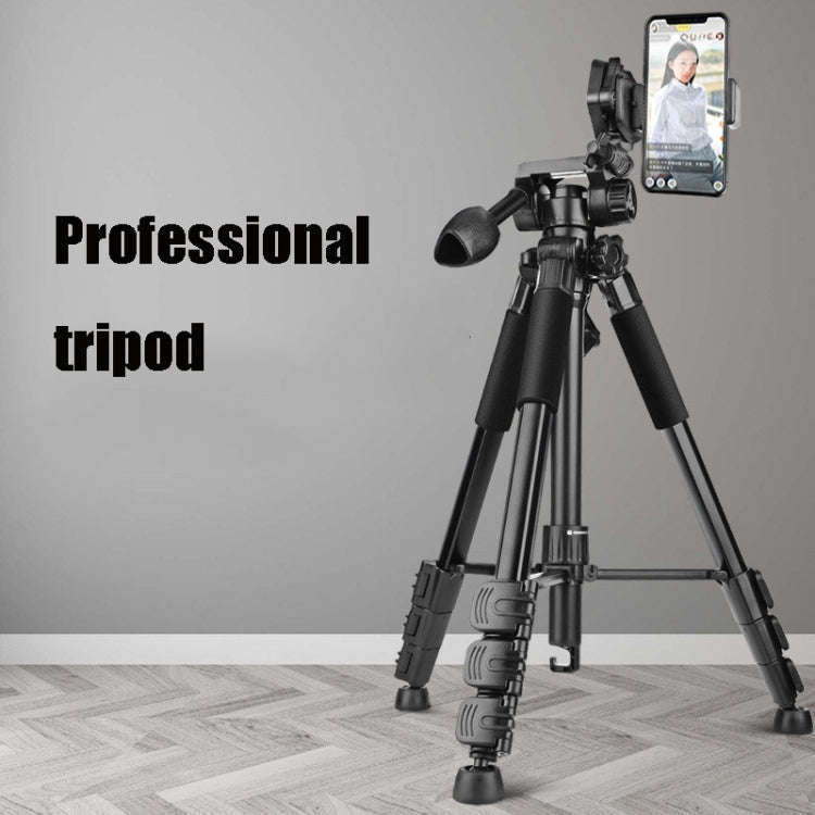 Q111 4-Section Folding Legs Live Broadcast Aluminum Alloy Tripod Mount with Three-dimensional Dam...