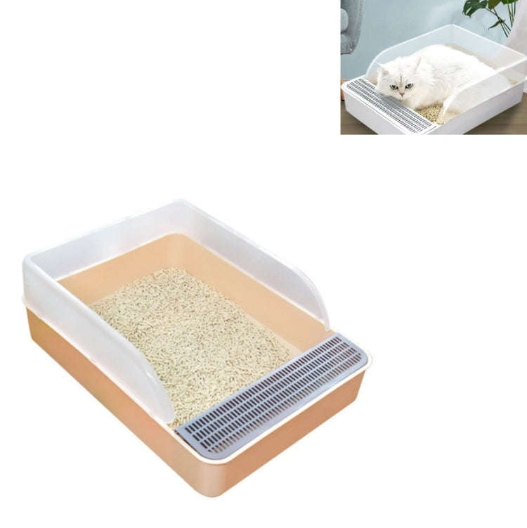 Cat Litter Box Semi-closed Square Feces Basin Pet Toilet, Size:Large  Pink