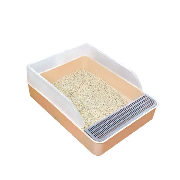 Cat Litter Box Semi-closed Square Feces Basin Pet Toilet, Size:Large  Pink