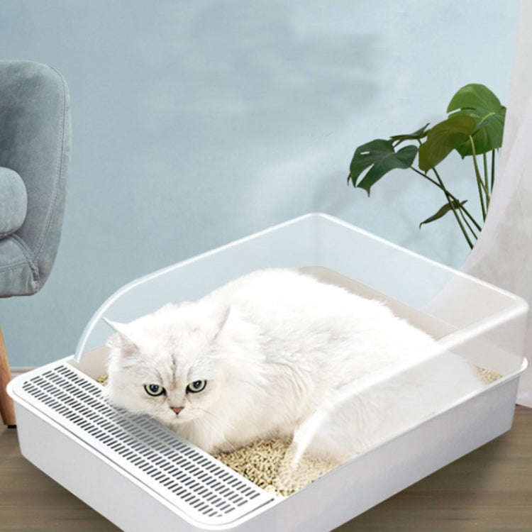 Cat Litter Box Semi-closed Square Feces Basin Pet Toilet, Size:Large  Pink