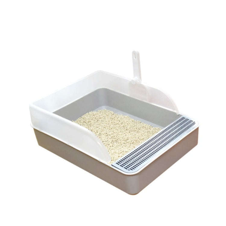 Cat Litter Box Semi-closed Square Feces Basin Pet Toilet, Size:Large  Gray