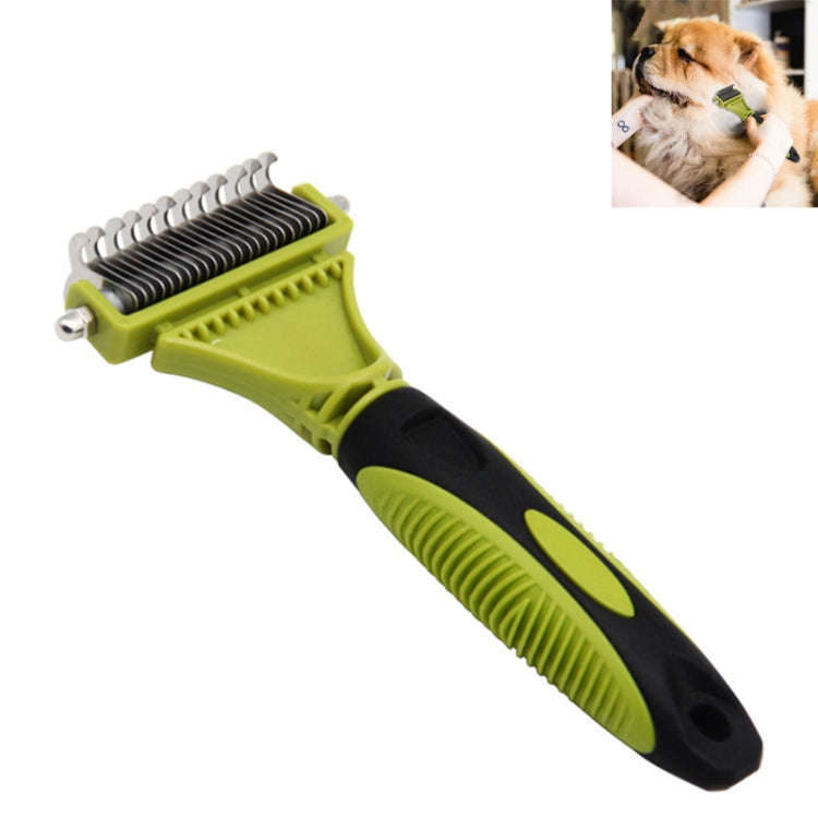 Pet Cat and Dog Cleaning Comb Double-sided Open Knot Hair Brushing Beauty Comb(Green)