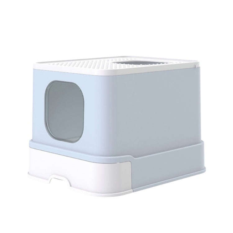 Top Drawer Fully Enclosed Cat Litter Box Pet Supplies(Blue)