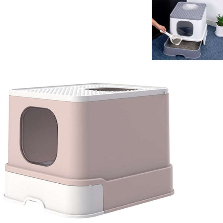 Top Drawer Fully Enclosed Cat Litter Box Pet Supplies(Brown)
