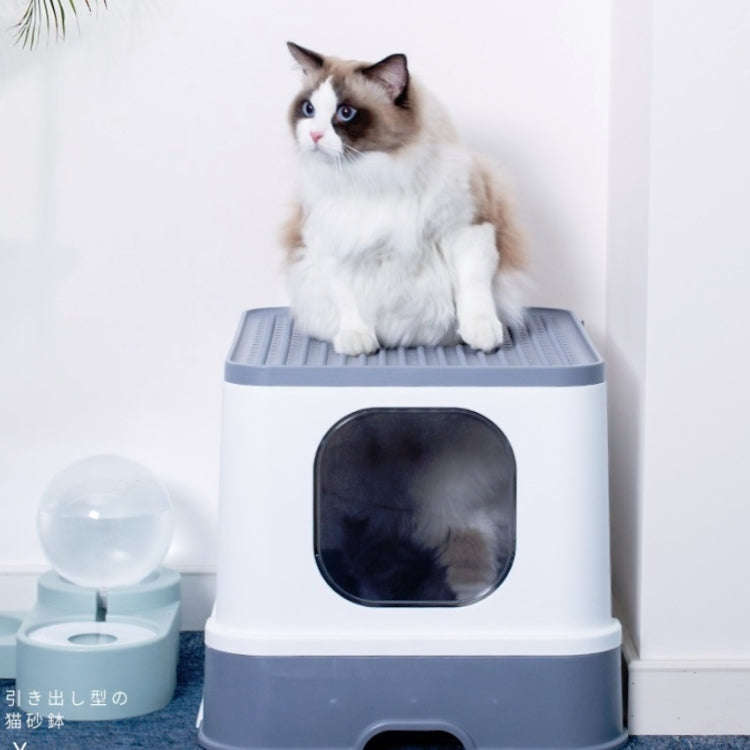 Top Drawer Fully Enclosed Cat Litter Box Pet Supplies(Brown)