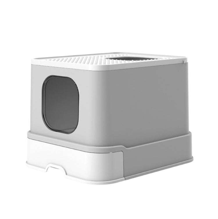 Top Drawer Fully Enclosed Cat Litter Box Pet Supplies(Gray)