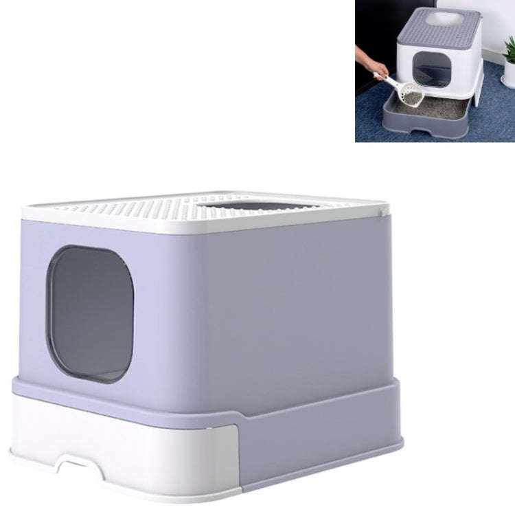 Top Drawer Fully Enclosed Cat Litter Box Pet Supplies(Purple)