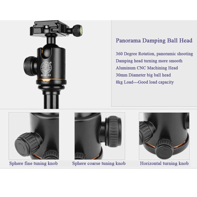Q222 Portable 4-Section Folding Legs Aluminum Alloy Tripod Mount Monopod Holder with Ball Heads