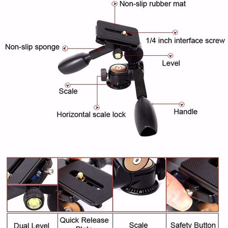 Q620 4-Section Folding Legs Heavy Duty Aluminum Alloy Tripod With Three-Dimensional Damping Tripo...